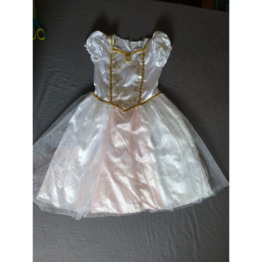 Disney Princess Rapunzel Tangled Costume Dress White Pink Girls Size